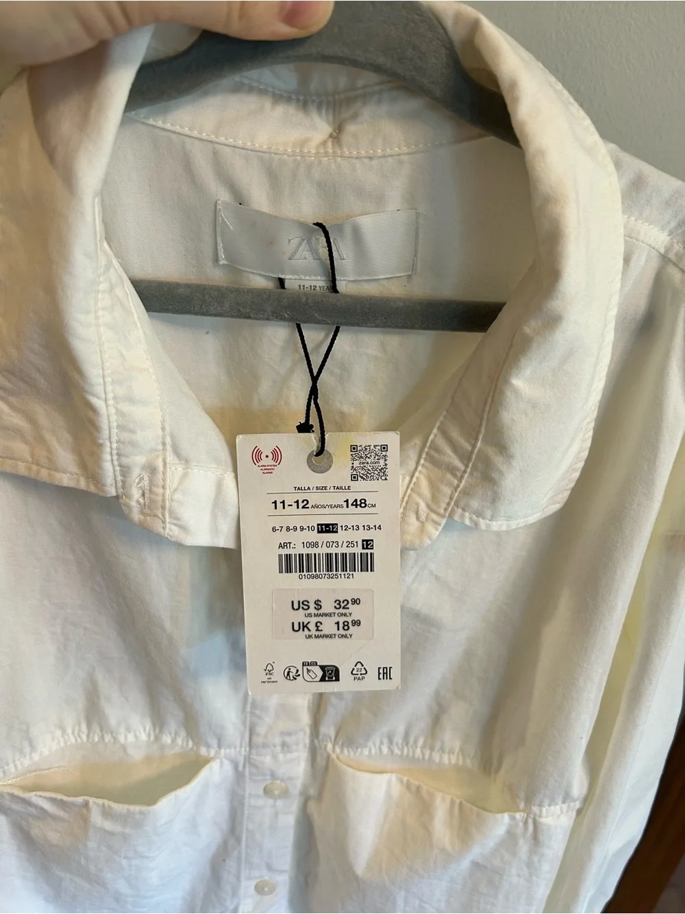 Zara Cream Cropped Button Down Shirt 11 / 12